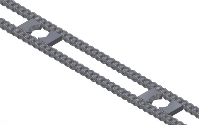 Oversize Drive Chain with Inside Lugs for Cam Followers, Close-Up