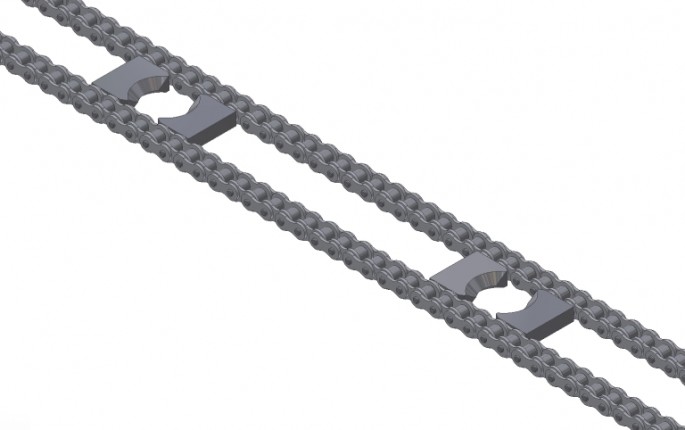Standard Size Drive Chain with Inside Lugs for Cam Followers, Close-Up