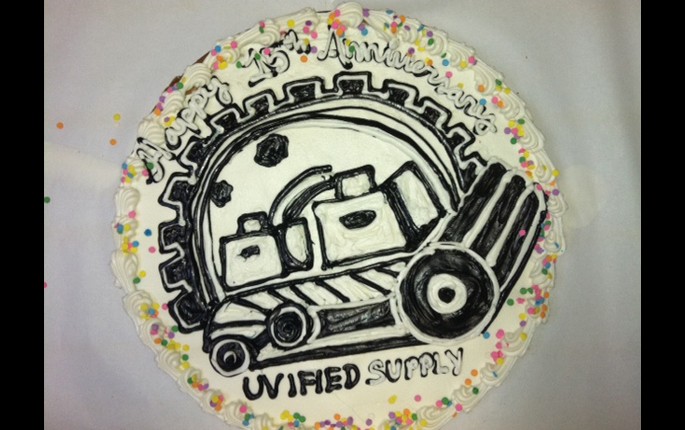 The Unified Supply customized cookie cake to celebrate 15 years in business!